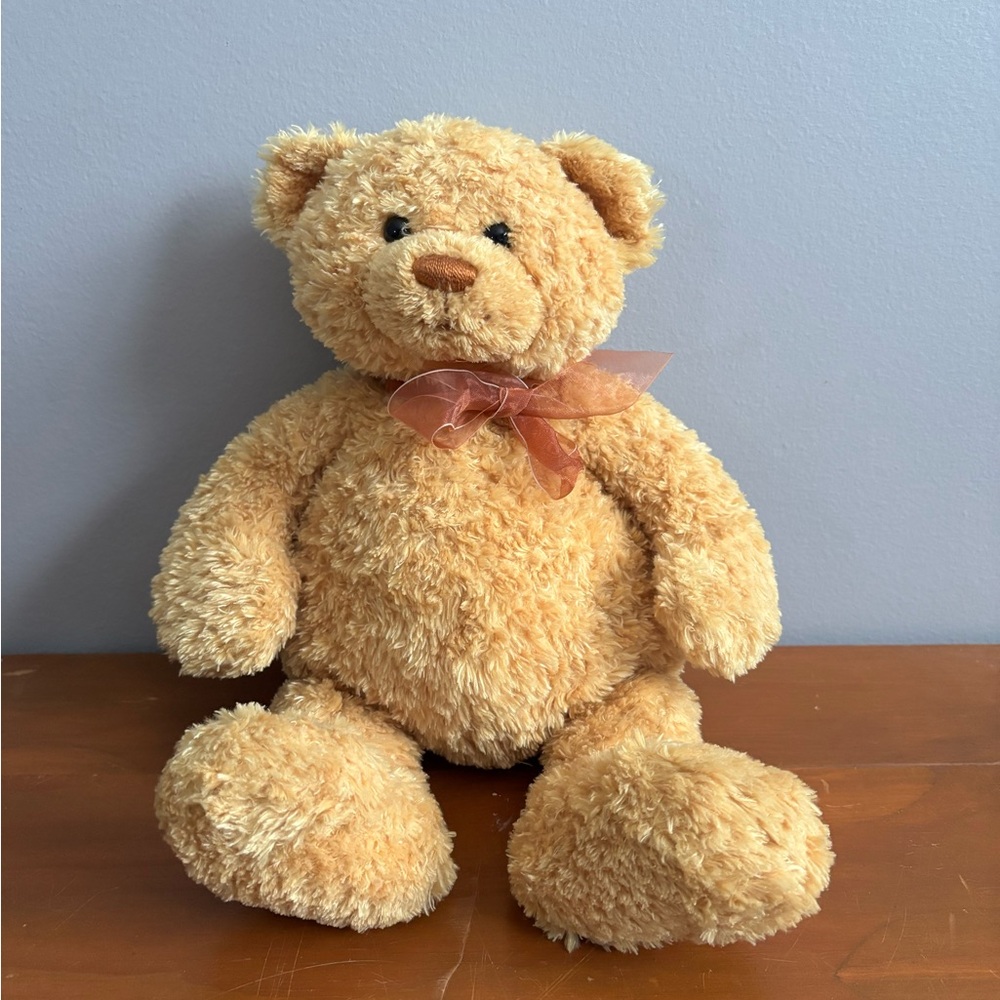 Gund “Walnut” Tan Teddy Bear with Bow 🧸